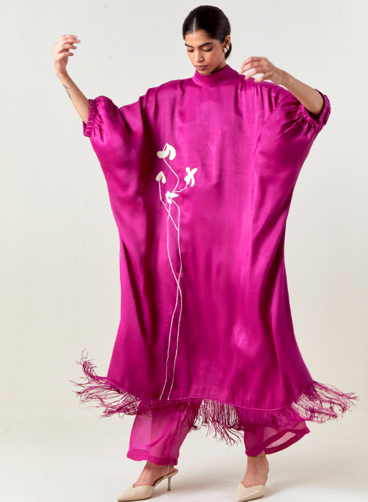 Floral Fringe Kaftan Set