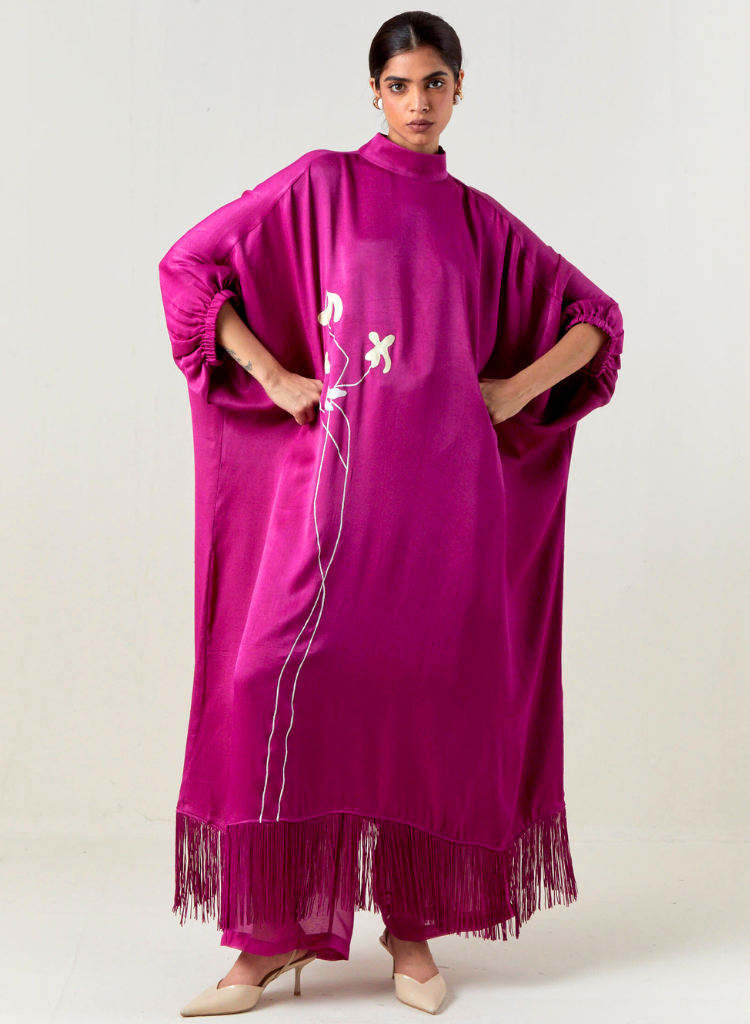 Floral Fringe Kaftan Set