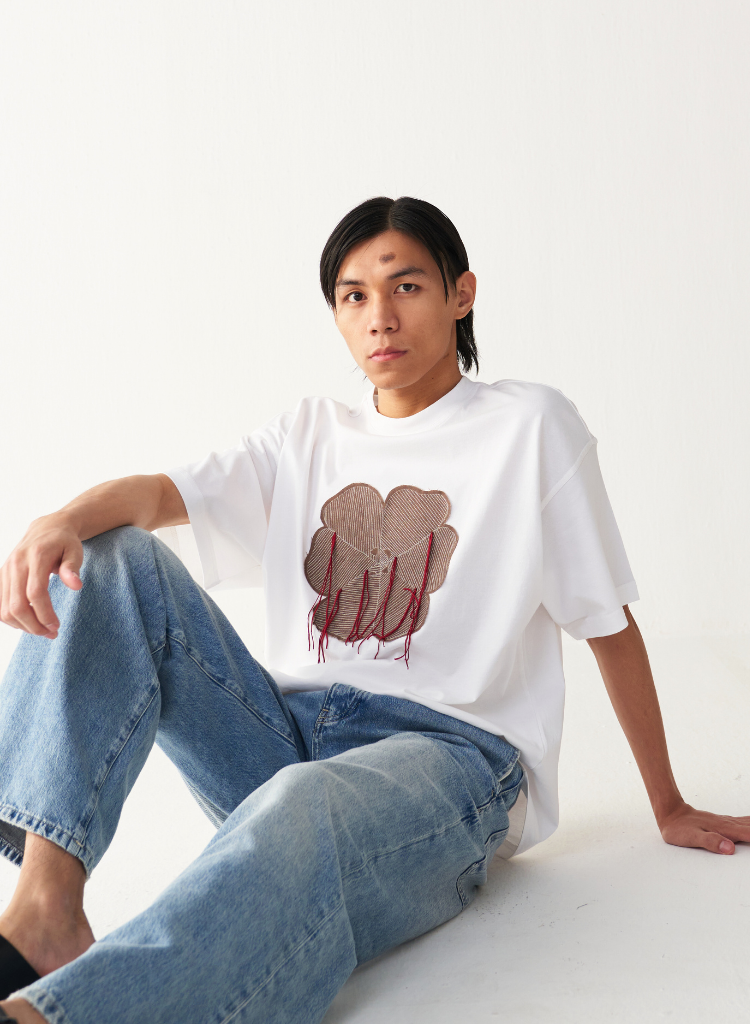 Floral Fringe Patch T-shirt
