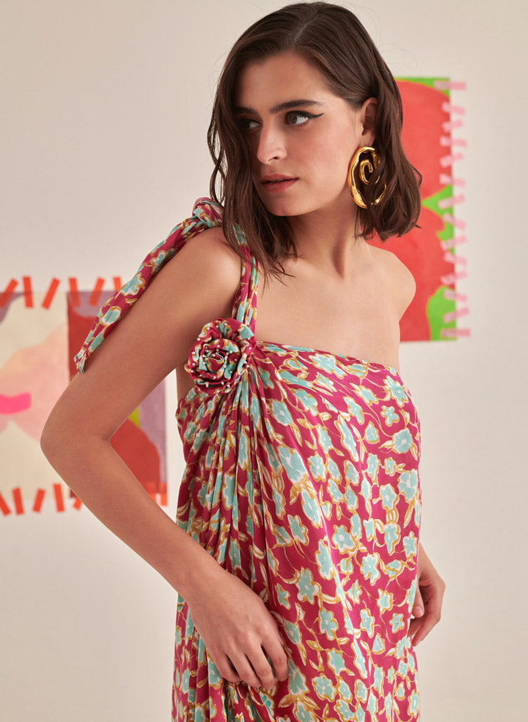 Floral Draped Dress Set