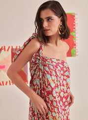 Floral Draped Dress Set