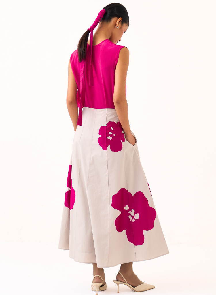 Floral Appliqué Skirt Set