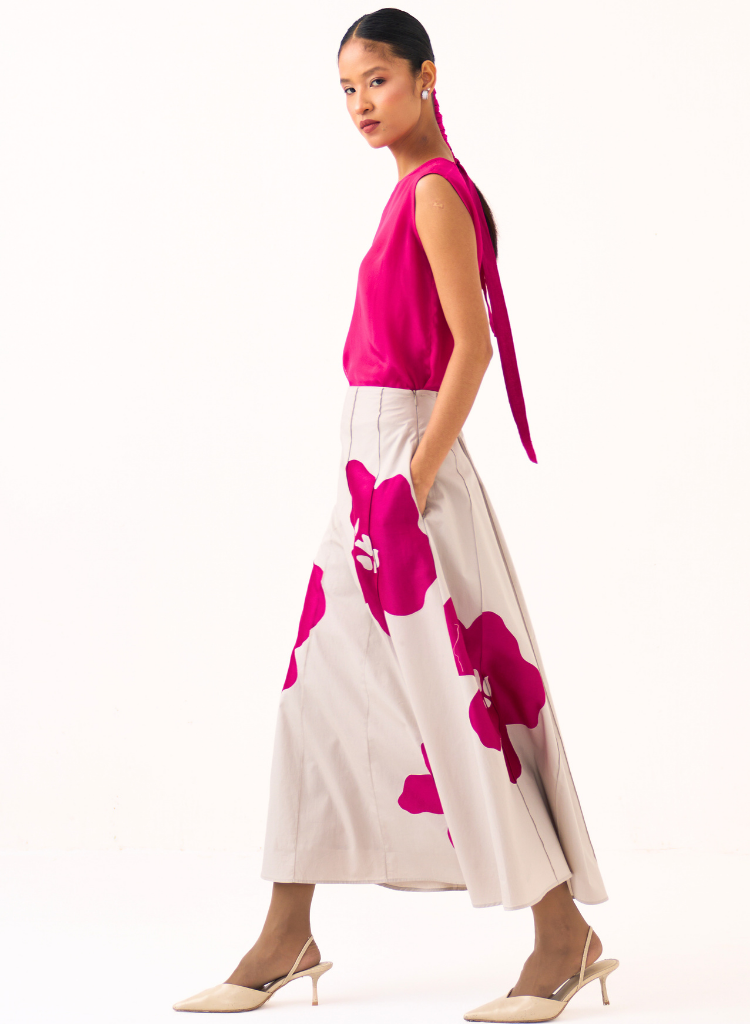Floral Appliqué Skirt Set