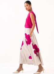 Floral Appliqué Skirt Set