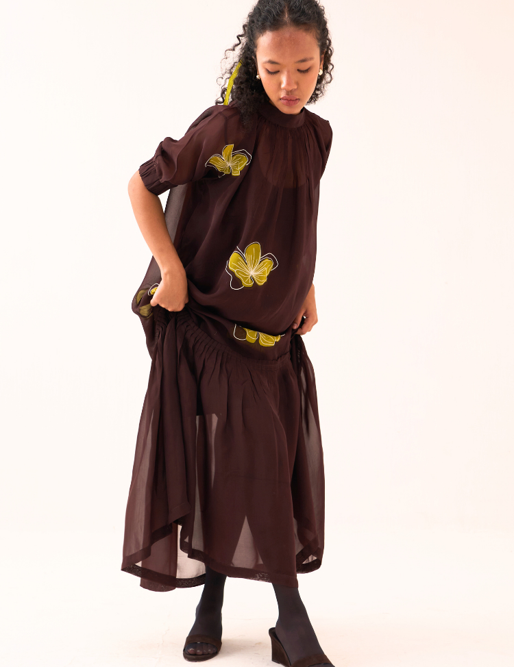 Floral-Reverse-Bottom-Frill-Dress-Brown-B.png