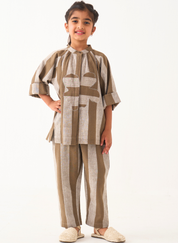 Floral Stripe Peasant Top Set