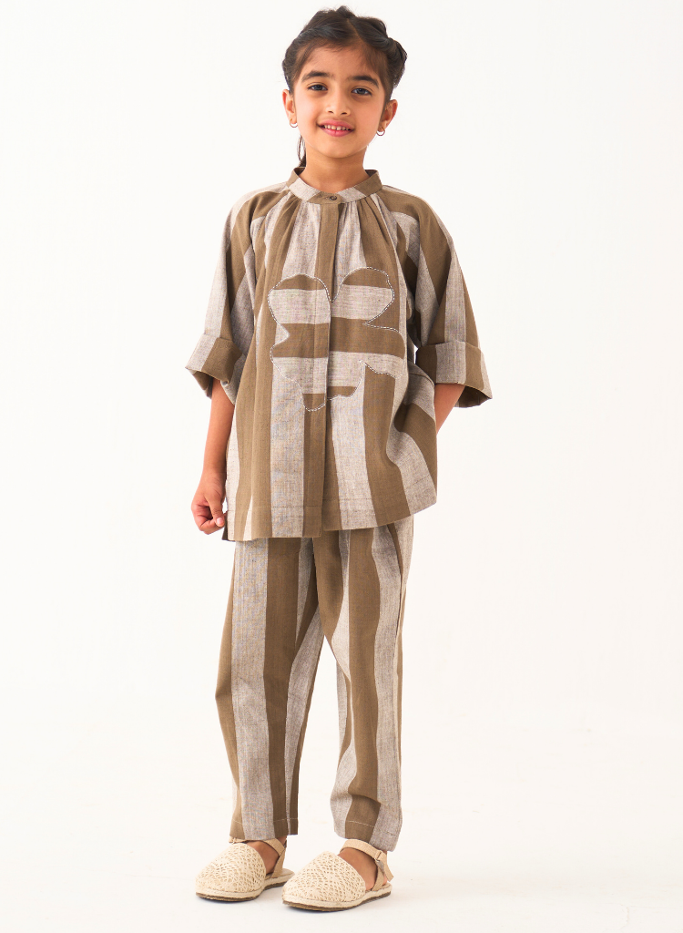 Floral Stripe Peasant Top Set