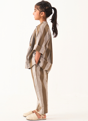 Floral Stripe Peasant Top Set