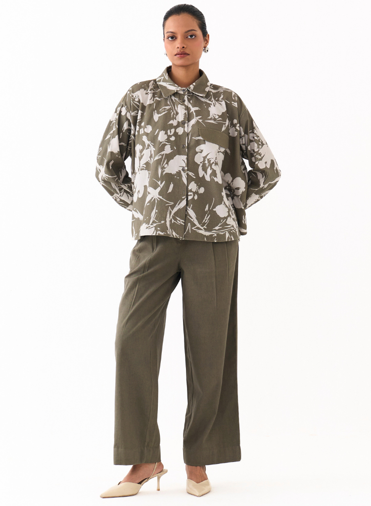 Floral Wide Hem Shirt Set