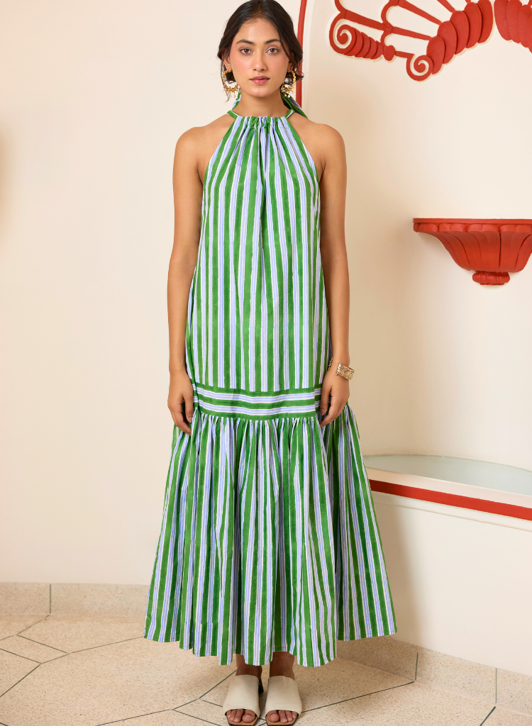 Forest Halter Maxi Dress