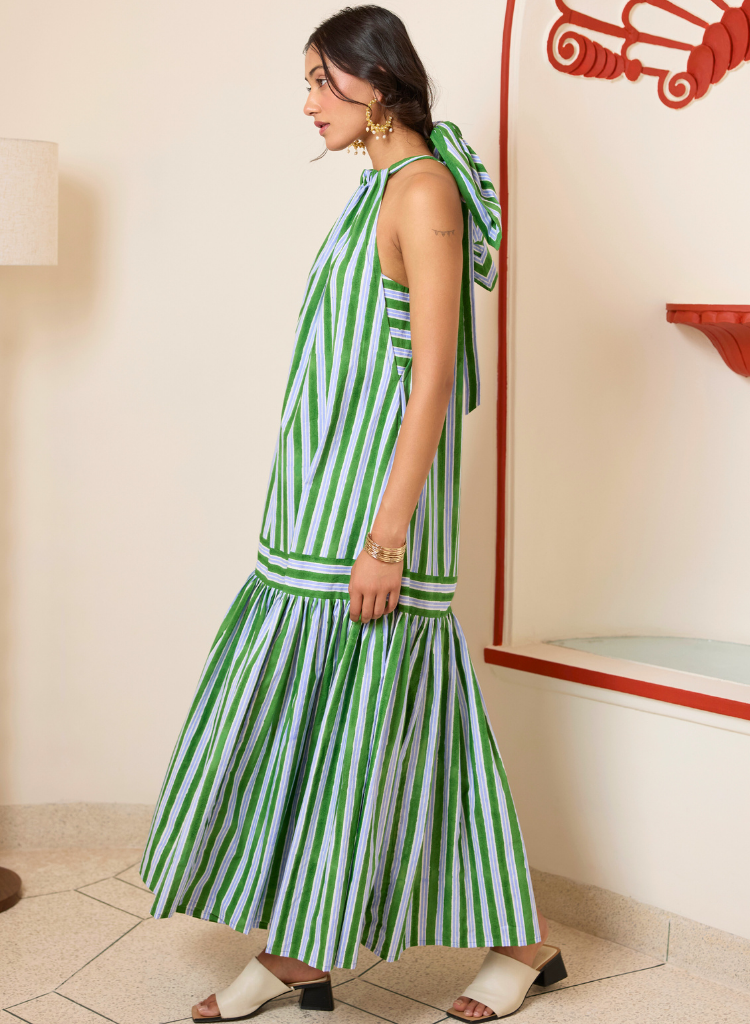 Forest Halter Maxi Dress