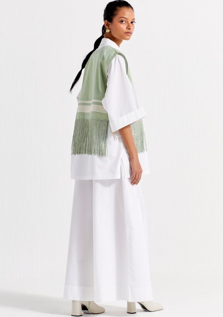 Fringe Crop Overlay Top