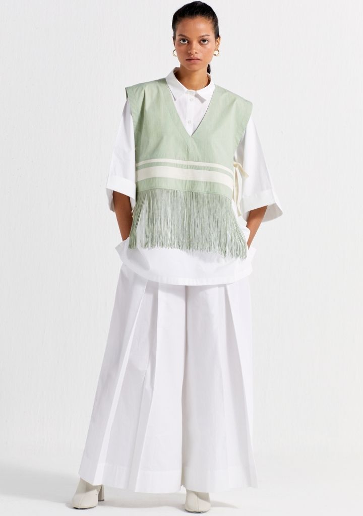 Fringe Crop Overlay Top