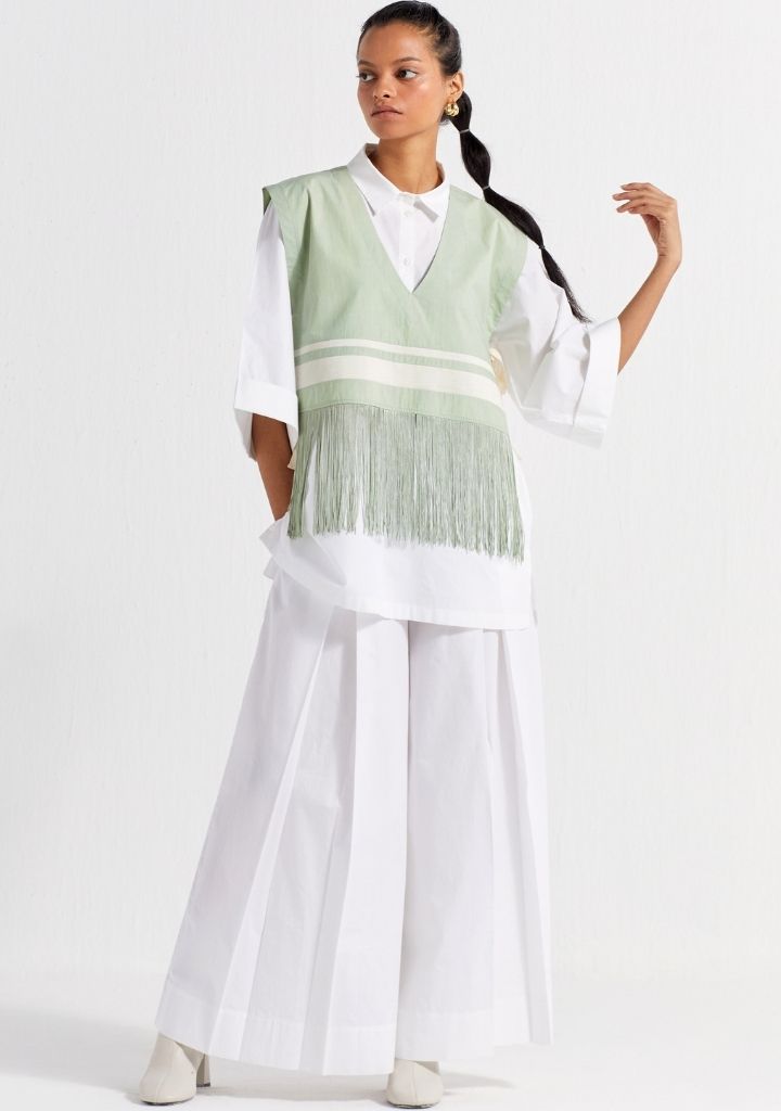 Fringe Crop Overlay Top