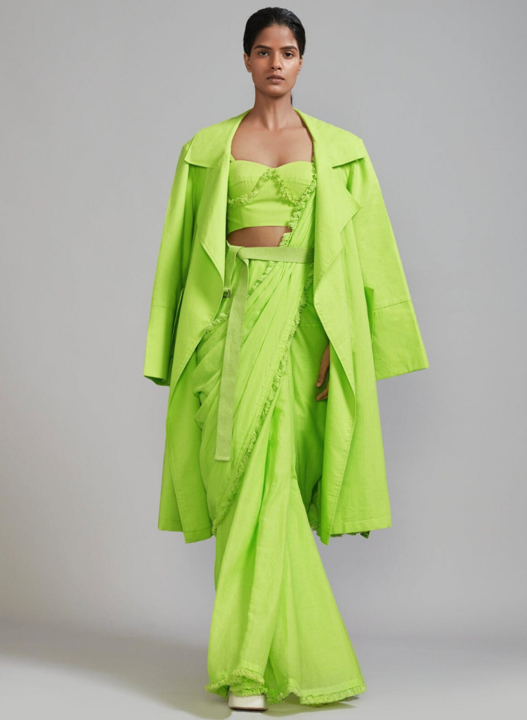 Fringed Saree Corset Jacket Set