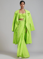 Fringed Saree Corset Jacket Set