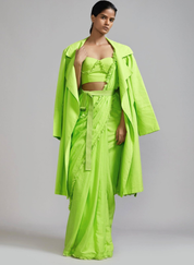 Fringed Saree Corset Jacket Set