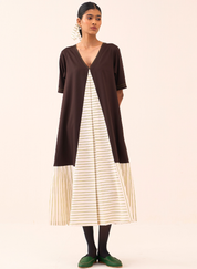 Front Pleat Stripe Dress