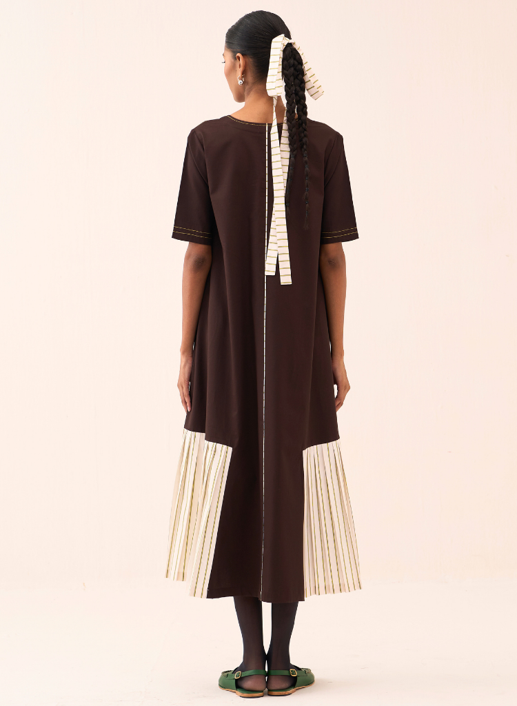 Front Pleat Stripe Dress