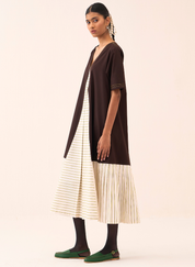 Front Pleat Stripe Dress