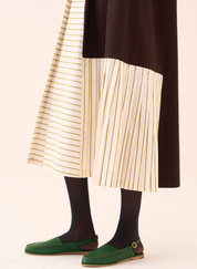 Front Pleat Stripe Dress