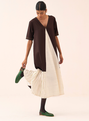 Front Pleat Stripe Dress