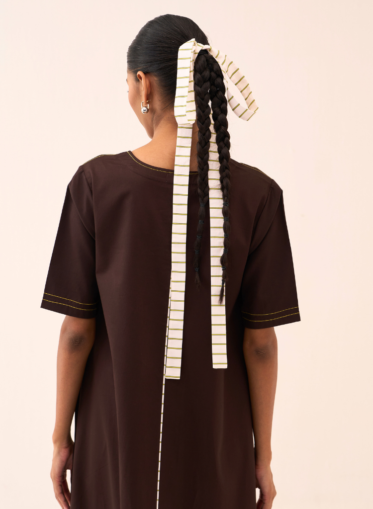 Front Pleat Stripe Dress