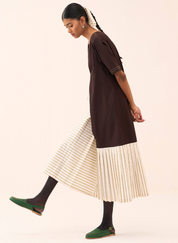 Front Pleat Stripe Dress