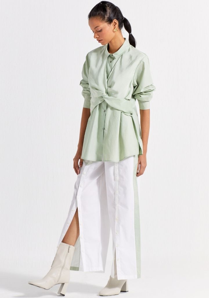 Front Twist Shirt Set