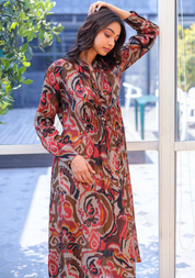 Gather Dark Ikat Dress