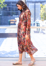 Gather Dark Ikat Dress