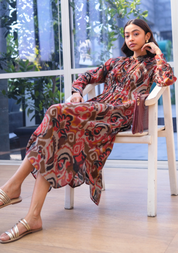 Gather Dark Ikat Dress