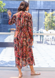 Gather Dark Ikat Dress