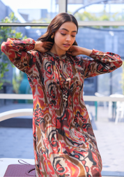 Gather Dark Ikat Dress