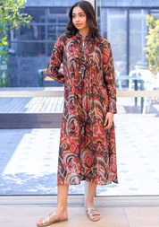Gather Dark Ikat Dress