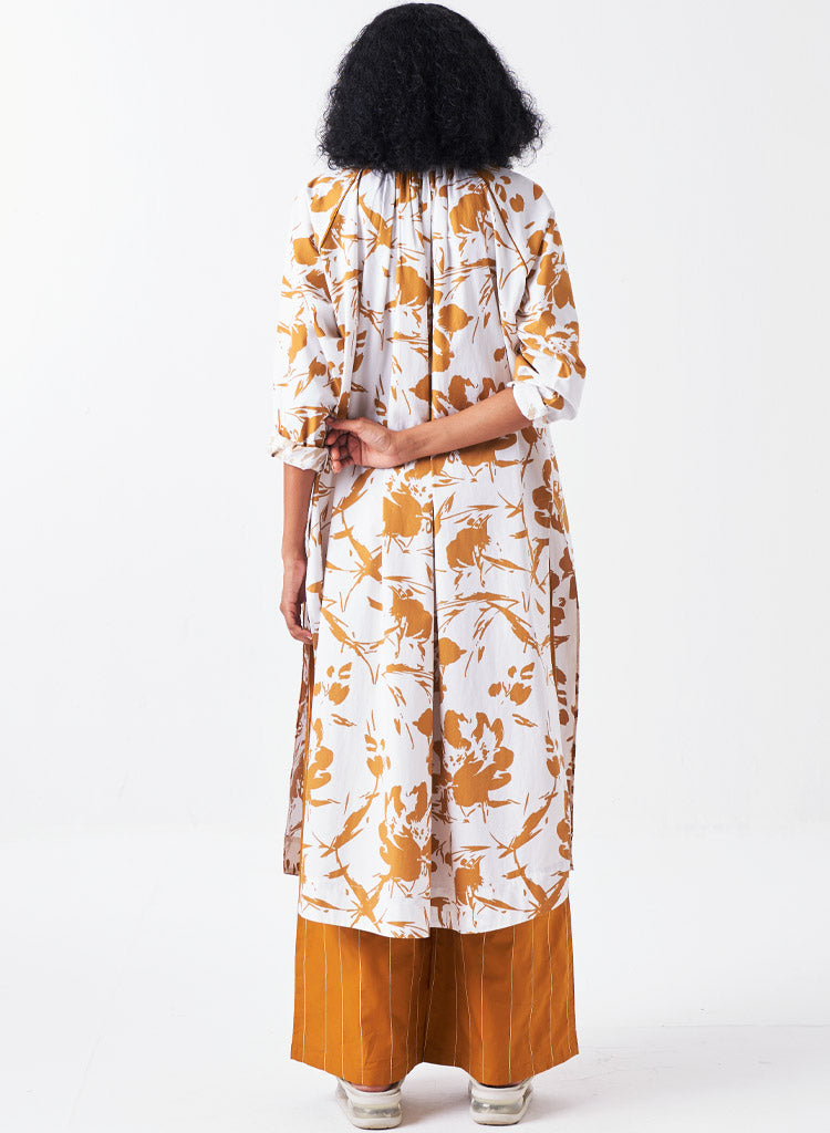 Gather Neck Shirt Set