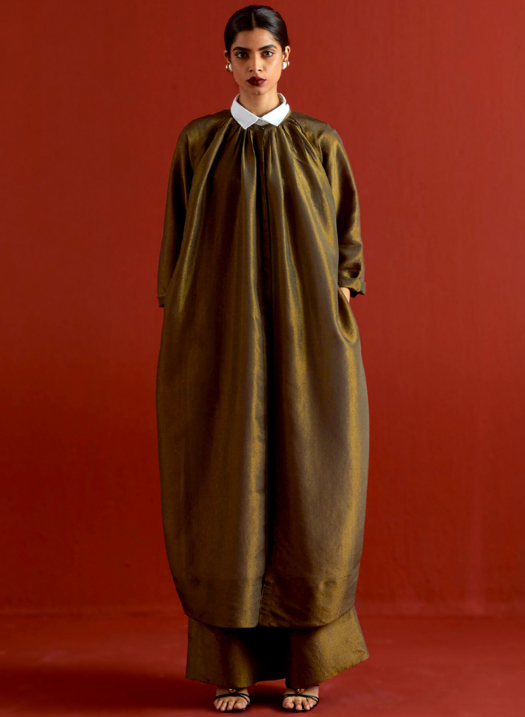 Gather Neck Shirt Set