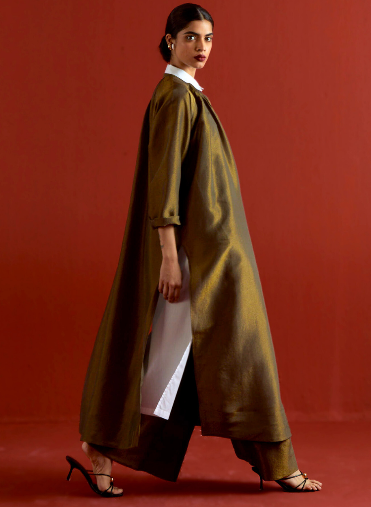 Gather Neck Shirt Set