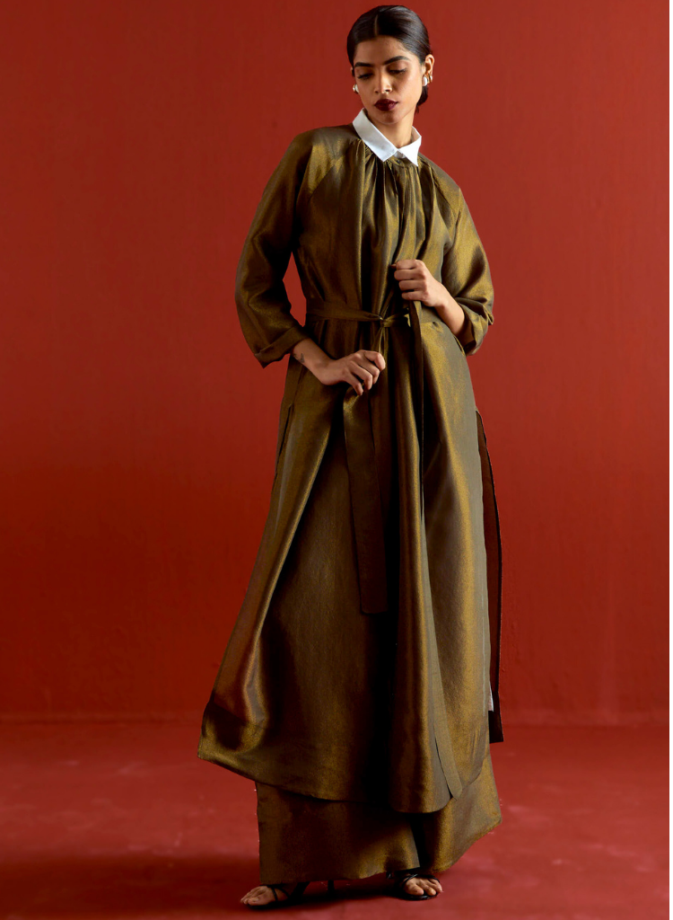 Gather Neck Shirt Set