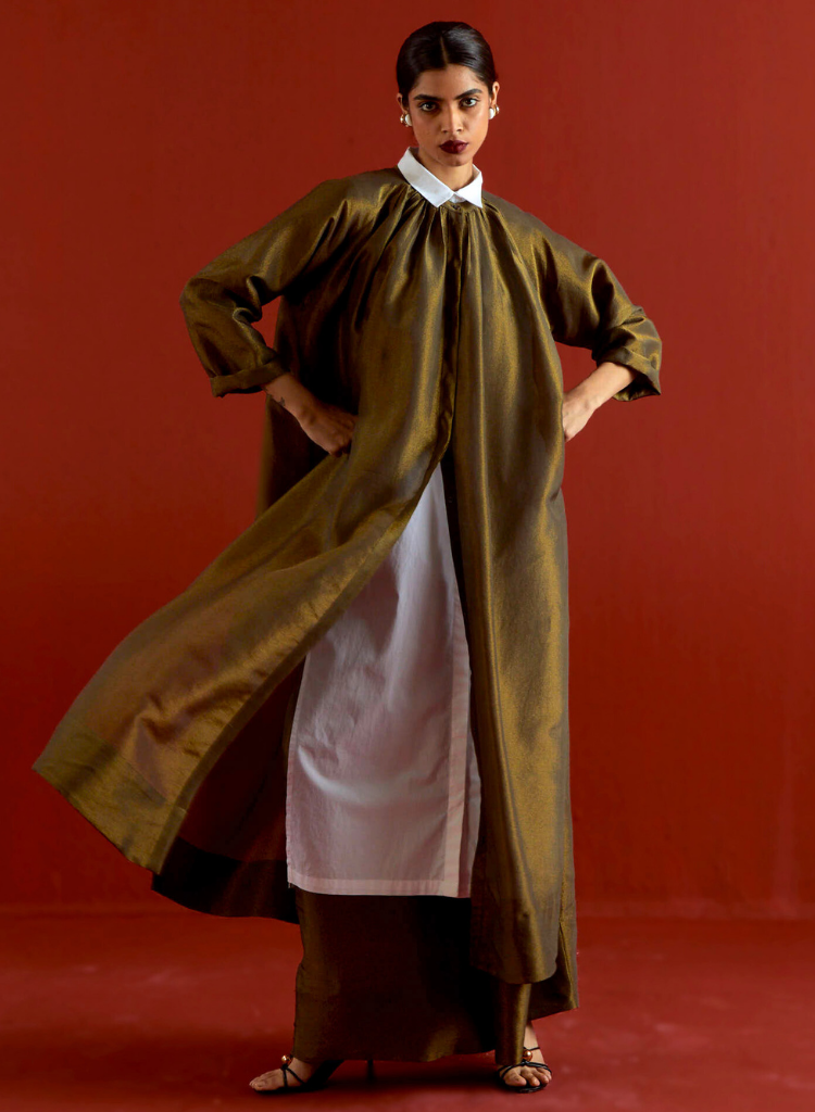 Gather Neck Shirt Set