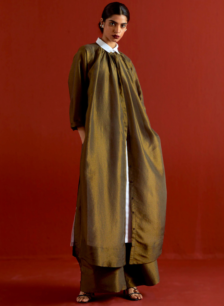 Gather Neck Shirt Set