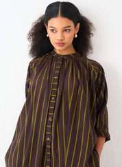 Gather Neck Shirt Set