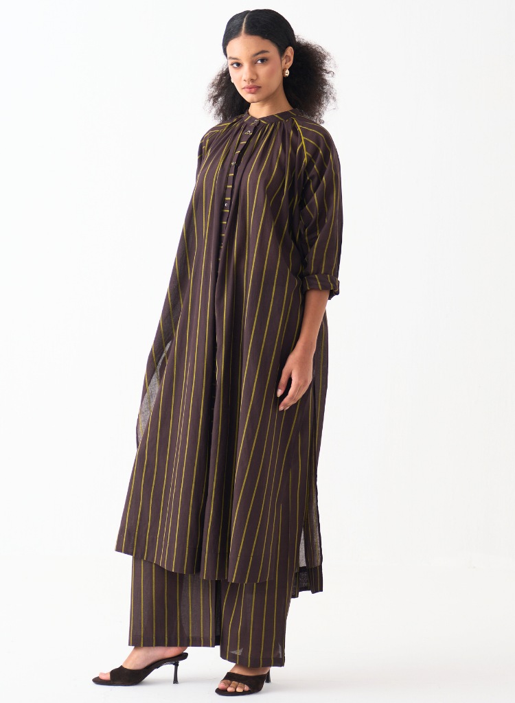 Gather Neck Shirt Set