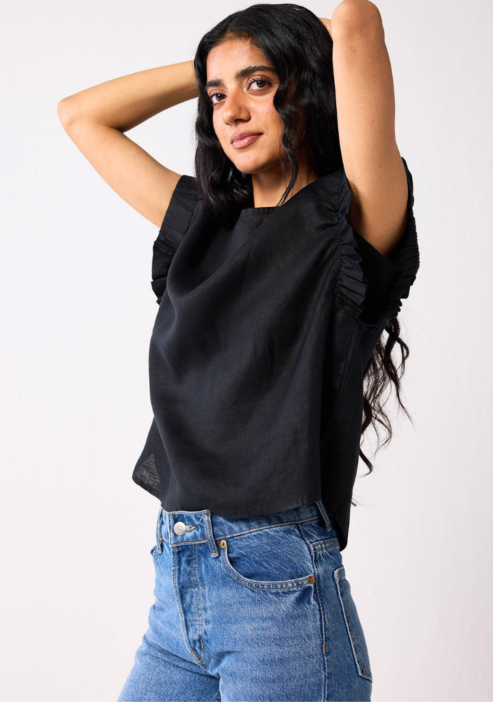 Gathered Sleeve Hemp Top