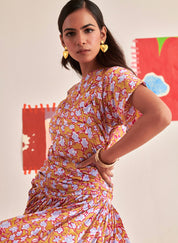 Gold Florentina Pleated Dress