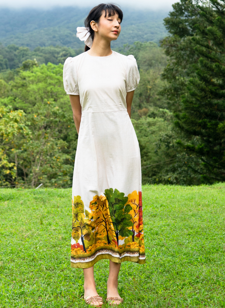 Golden Season Puff Sleeve Dress