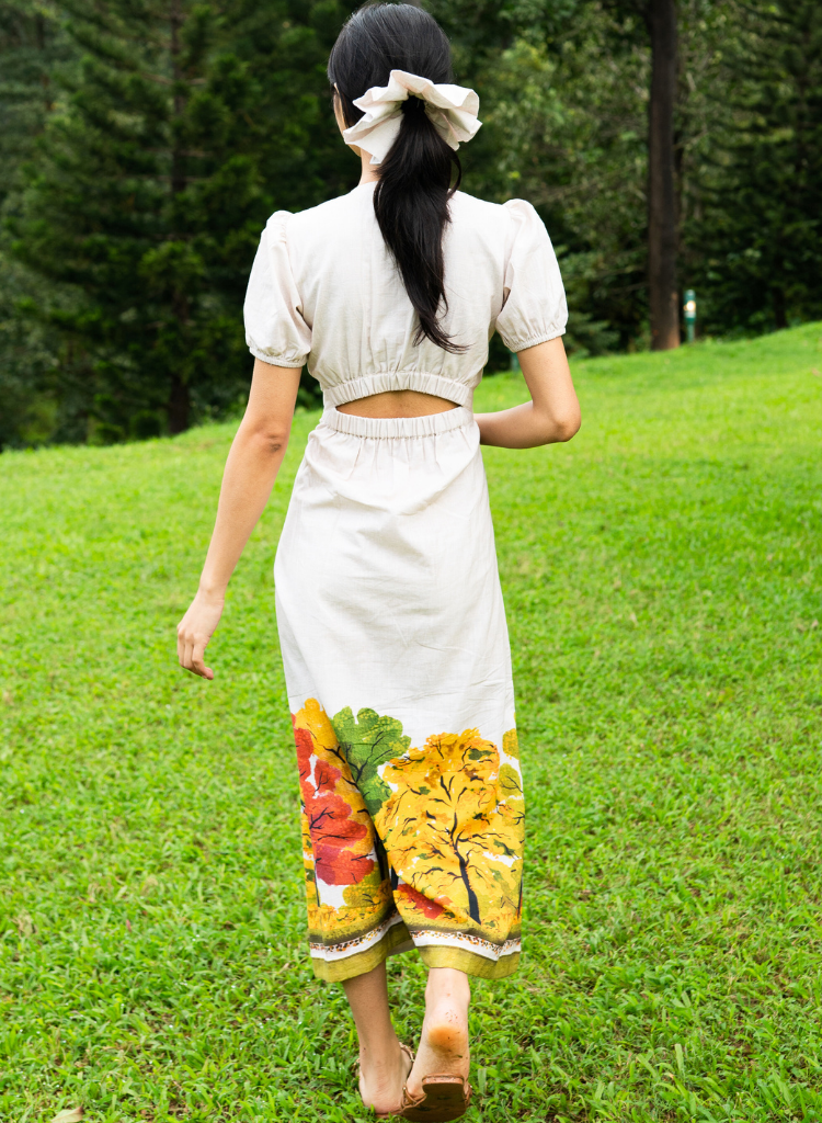 Golden Season Puff Sleeve Dress