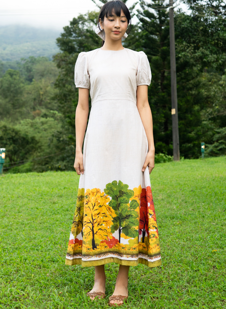 Golden Season Puff Sleeve Dress