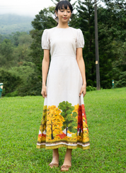 Golden Season Puff Sleeve Dress