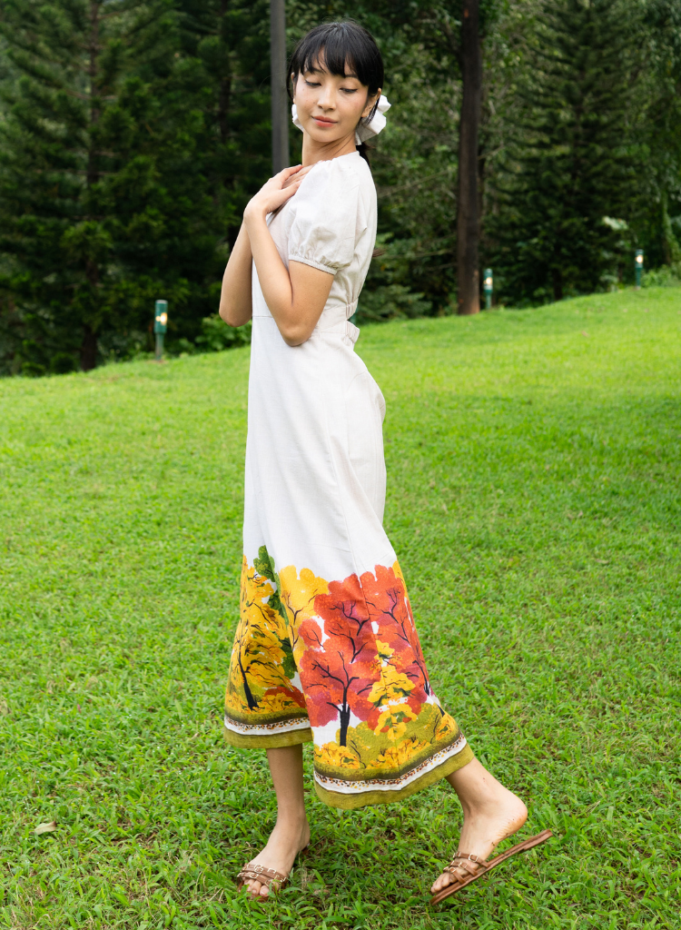 Golden Season Puff Sleeve Dress